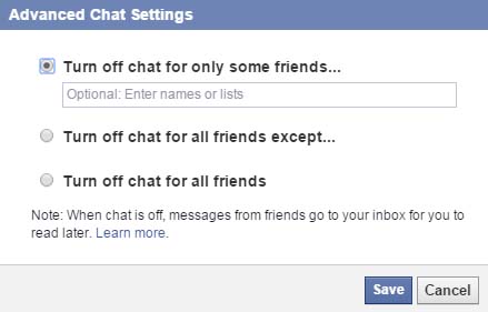 facebook advanced chat settings