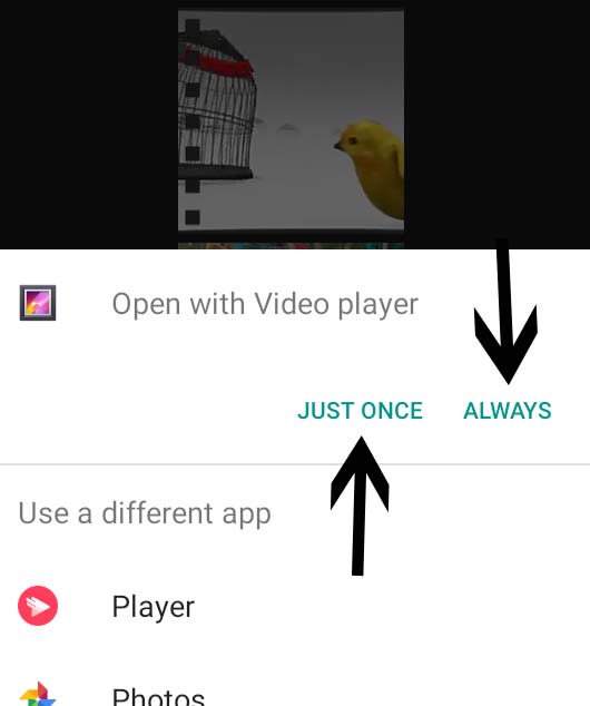 android just once always option