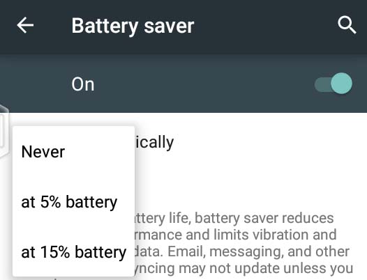 battery saver options
