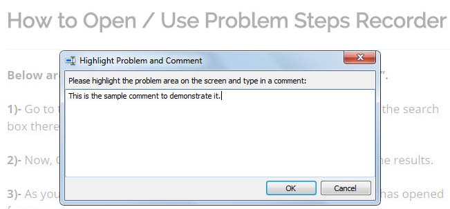 comment box in psr