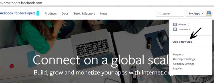 creating new facebook app