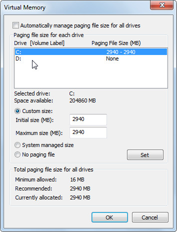 custom virtual memory in win 7