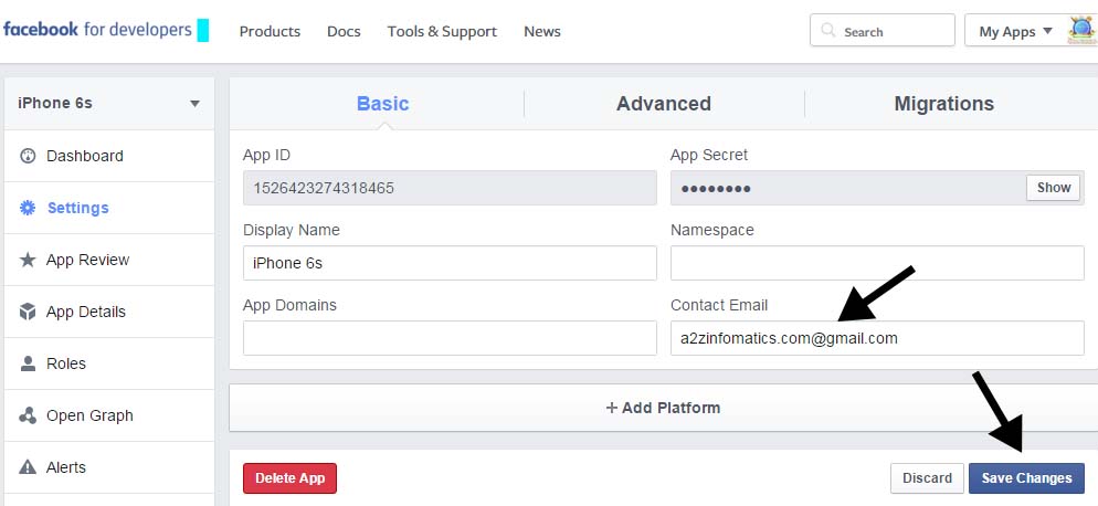 facebook app settings