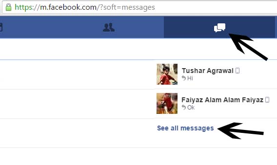 facebook message section