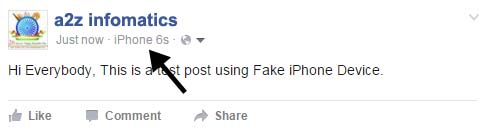 facebook status with fake device