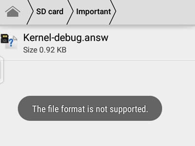 File not supported message