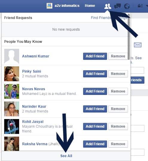 Howto delete facebook friends request