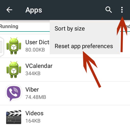 reset all apps in android