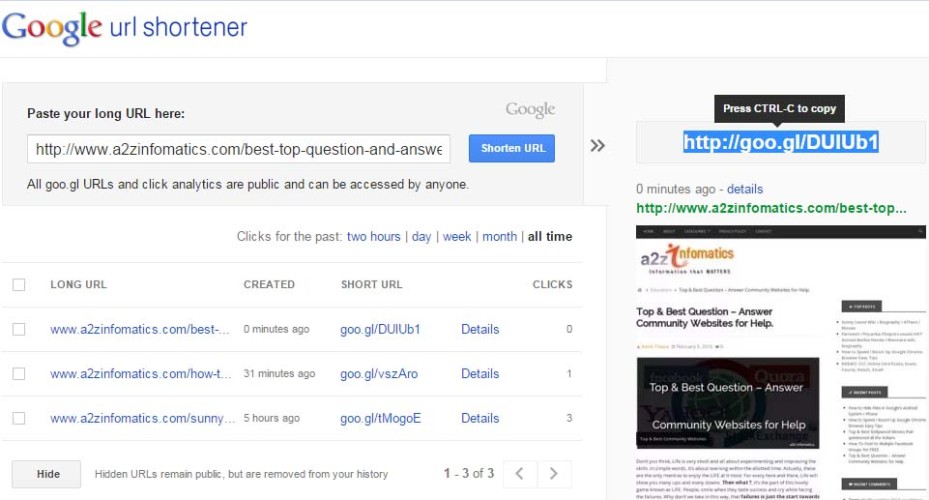 Why / How to Shorten URL using Google URL Shortener
