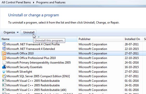 Speed up windows 7 by uninstall program