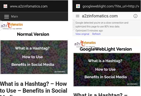 comparison googleweblight