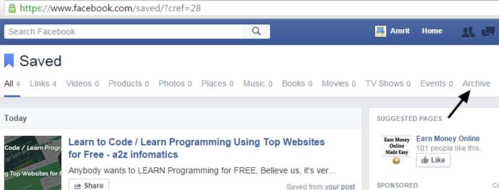 facebook archive page