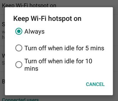 wifi hotspot always on