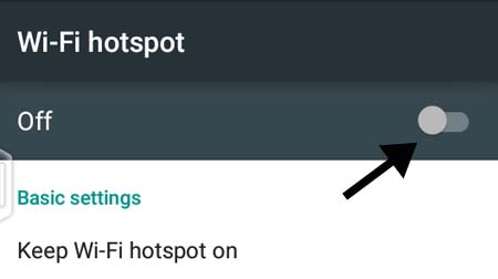turning on the wifi hotspot