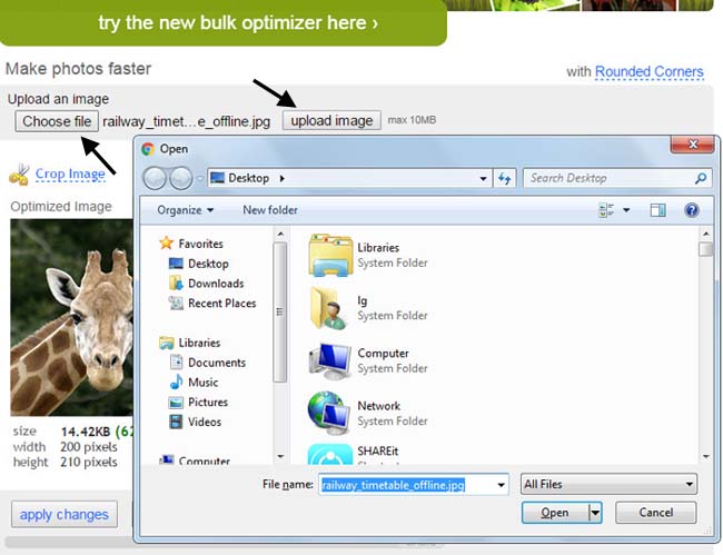 upload image to webresizer