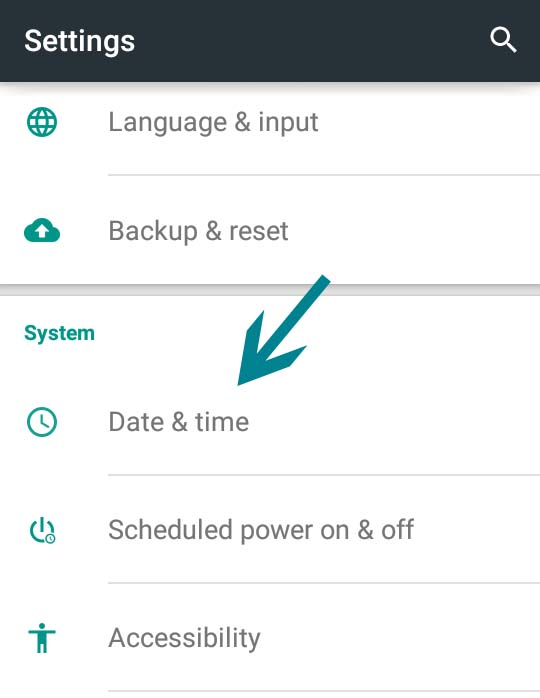 date time setting in android