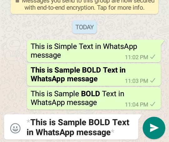 howto bold text in whatsapp message