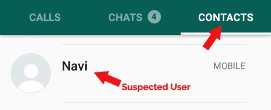 suspected user whatsapp