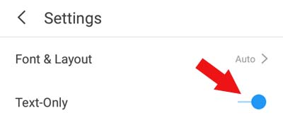 uc browser setting text only