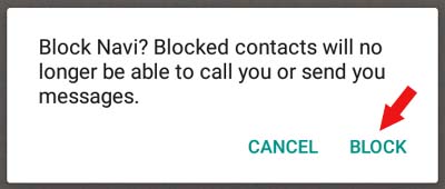 whatsapp block contact confirmation