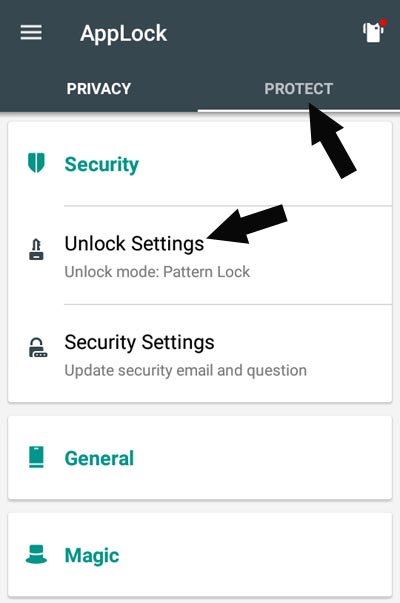 setting password pattern in applock