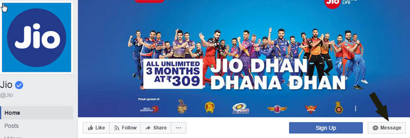 jio care facebook support