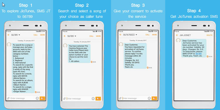 activate jio caller tune by sms