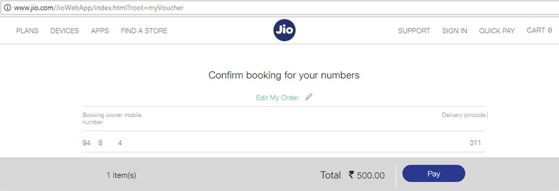 confirm jiophone booking