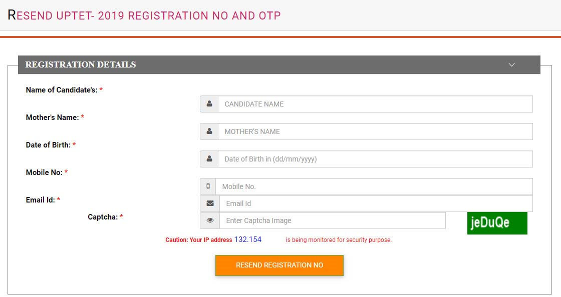 resend uptet registration no otp password